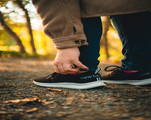 Detail of comfortable walking shoes
